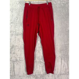 Under Armour Maroon Track Joggers Zippered Pockets Size Medium